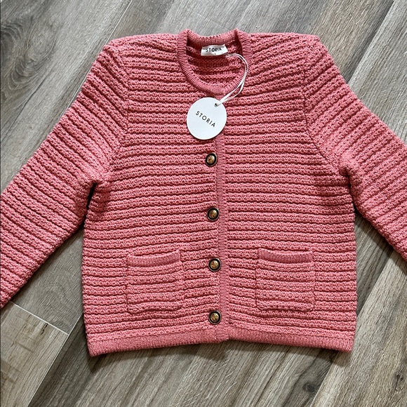 Storia Sweaters - Storia Pink Textured Cardigan size small NWT